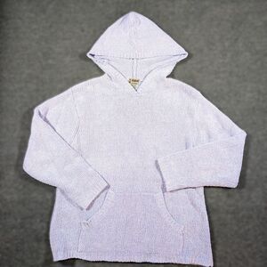 Alpine Design Womens Large Purple Rib Knit Pocket Hooded Hoodie